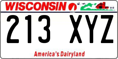 WI license plate 213XYZ