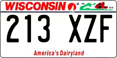 WI license plate 213XZF