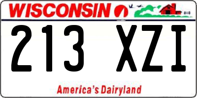 WI license plate 213XZI