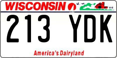 WI license plate 213YDK