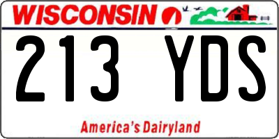 WI license plate 213YDS