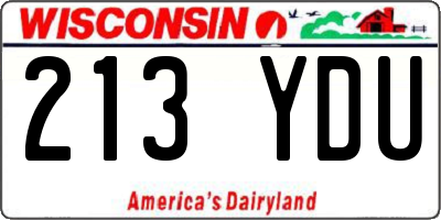 WI license plate 213YDU