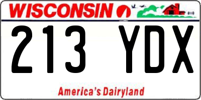 WI license plate 213YDX