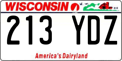 WI license plate 213YDZ