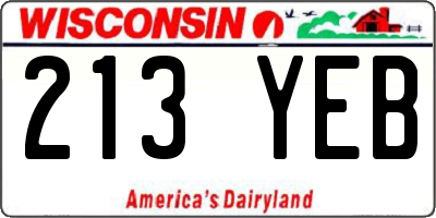 WI license plate 213YEB