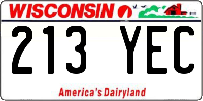WI license plate 213YEC