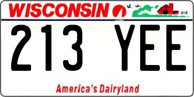 WI license plate 213YEE