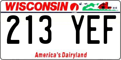 WI license plate 213YEF