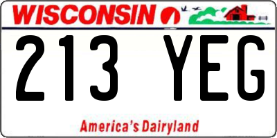 WI license plate 213YEG