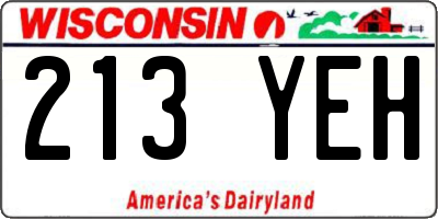 WI license plate 213YEH