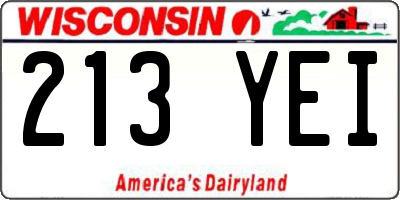 WI license plate 213YEI