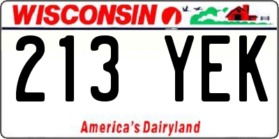 WI license plate 213YEK