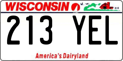 WI license plate 213YEL
