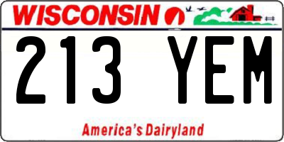 WI license plate 213YEM