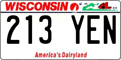 WI license plate 213YEN