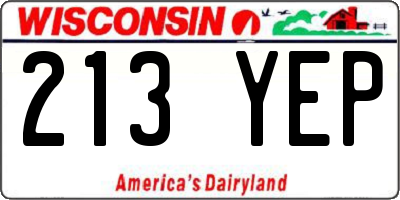 WI license plate 213YEP