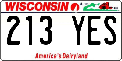 WI license plate 213YES