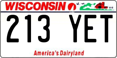 WI license plate 213YET