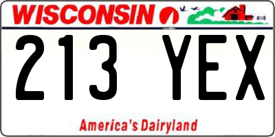 WI license plate 213YEX