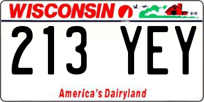 WI license plate 213YEY