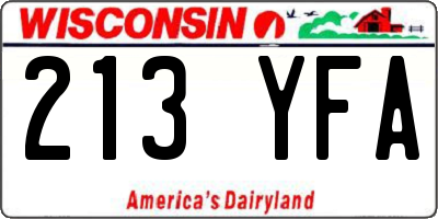 WI license plate 213YFA