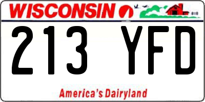 WI license plate 213YFD