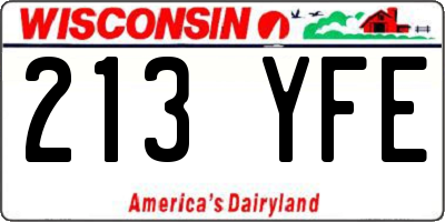 WI license plate 213YFE