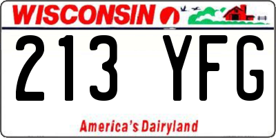 WI license plate 213YFG