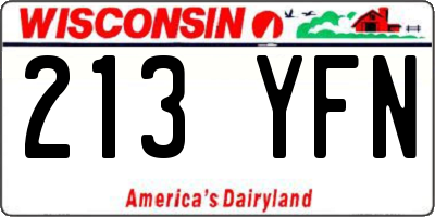 WI license plate 213YFN