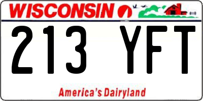 WI license plate 213YFT