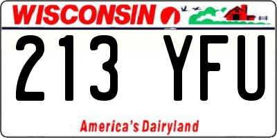 WI license plate 213YFU