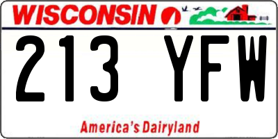 WI license plate 213YFW