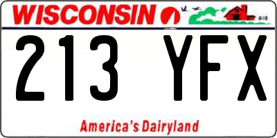 WI license plate 213YFX