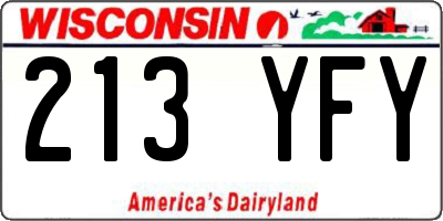 WI license plate 213YFY