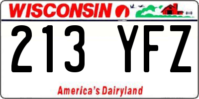 WI license plate 213YFZ