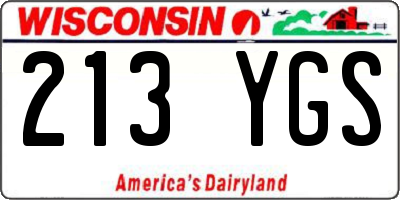 WI license plate 213YGS