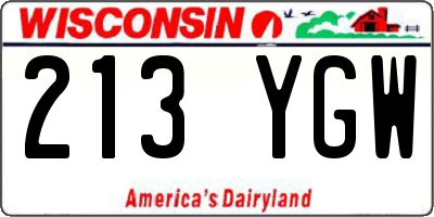 WI license plate 213YGW