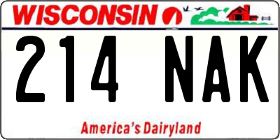 WI license plate 214NAK