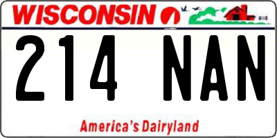 WI license plate 214NAN