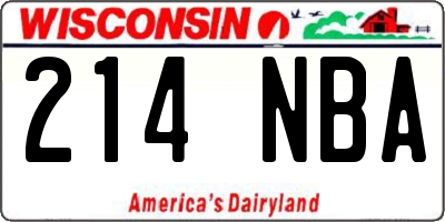 WI license plate 214NBA