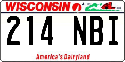 WI license plate 214NBI