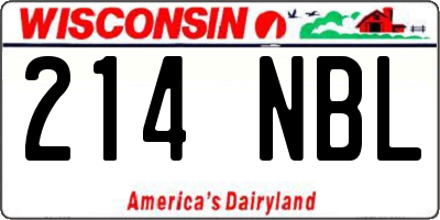 WI license plate 214NBL