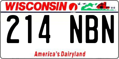 WI license plate 214NBN