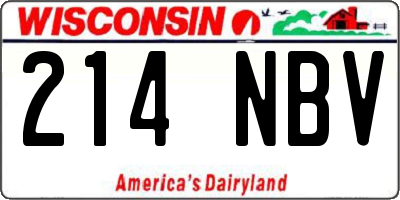 WI license plate 214NBV