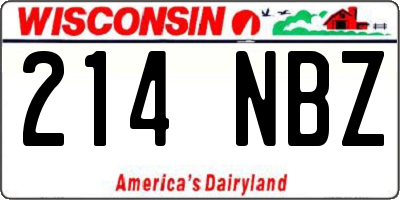 WI license plate 214NBZ