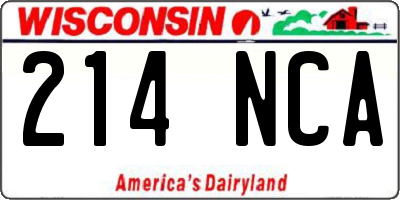 WI license plate 214NCA