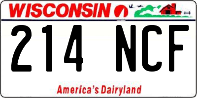 WI license plate 214NCF