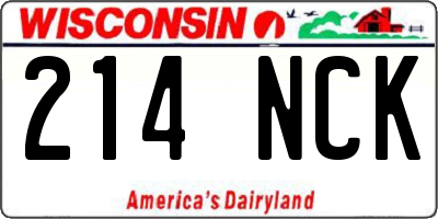 WI license plate 214NCK