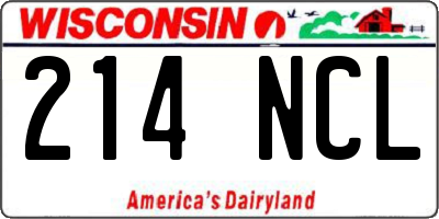WI license plate 214NCL