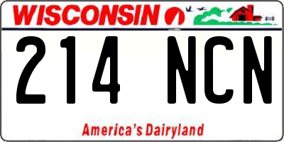 WI license plate 214NCN